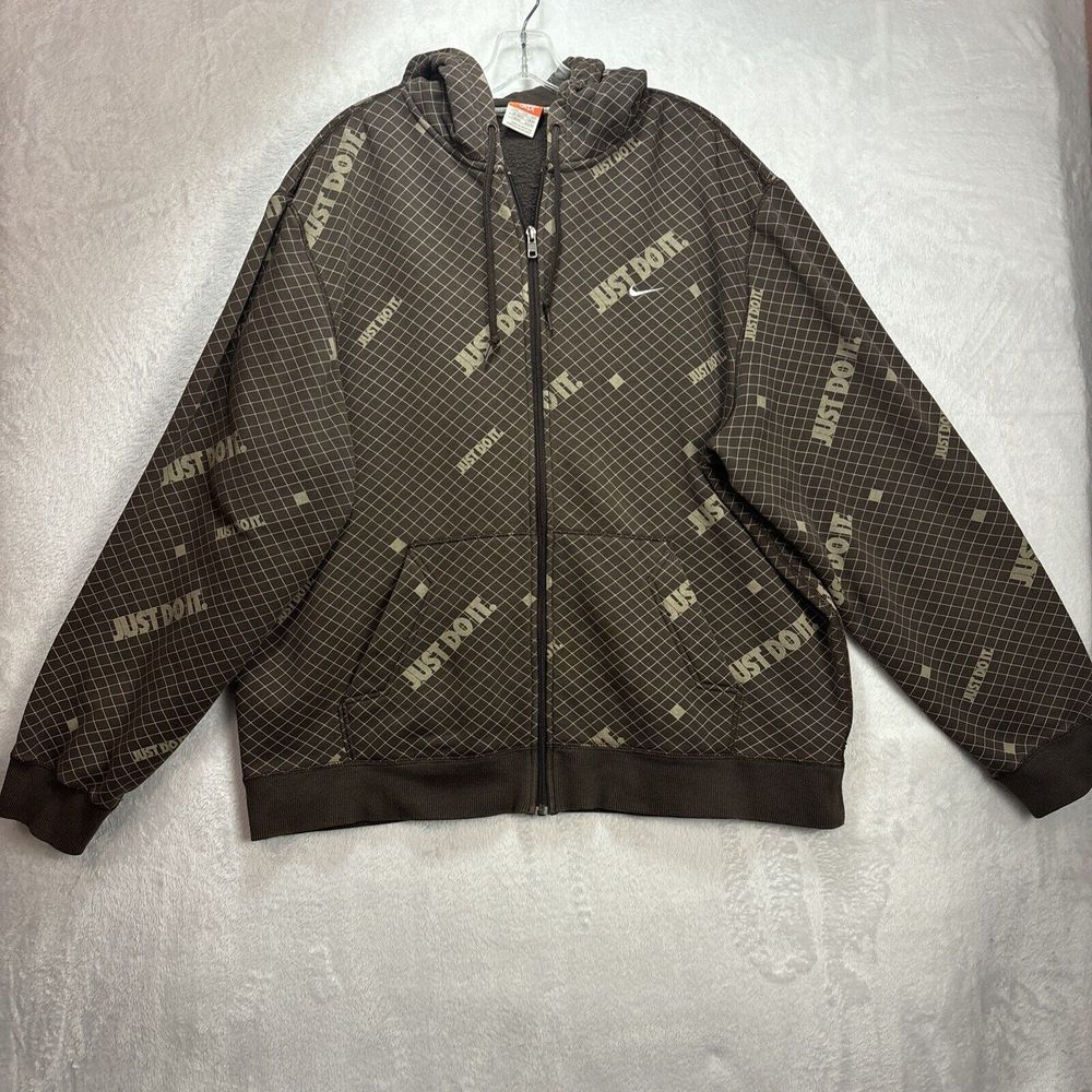 NIKE Just do it vtg Design 1980s hoodie BROWN 2XL sweatshirt Brown Men's